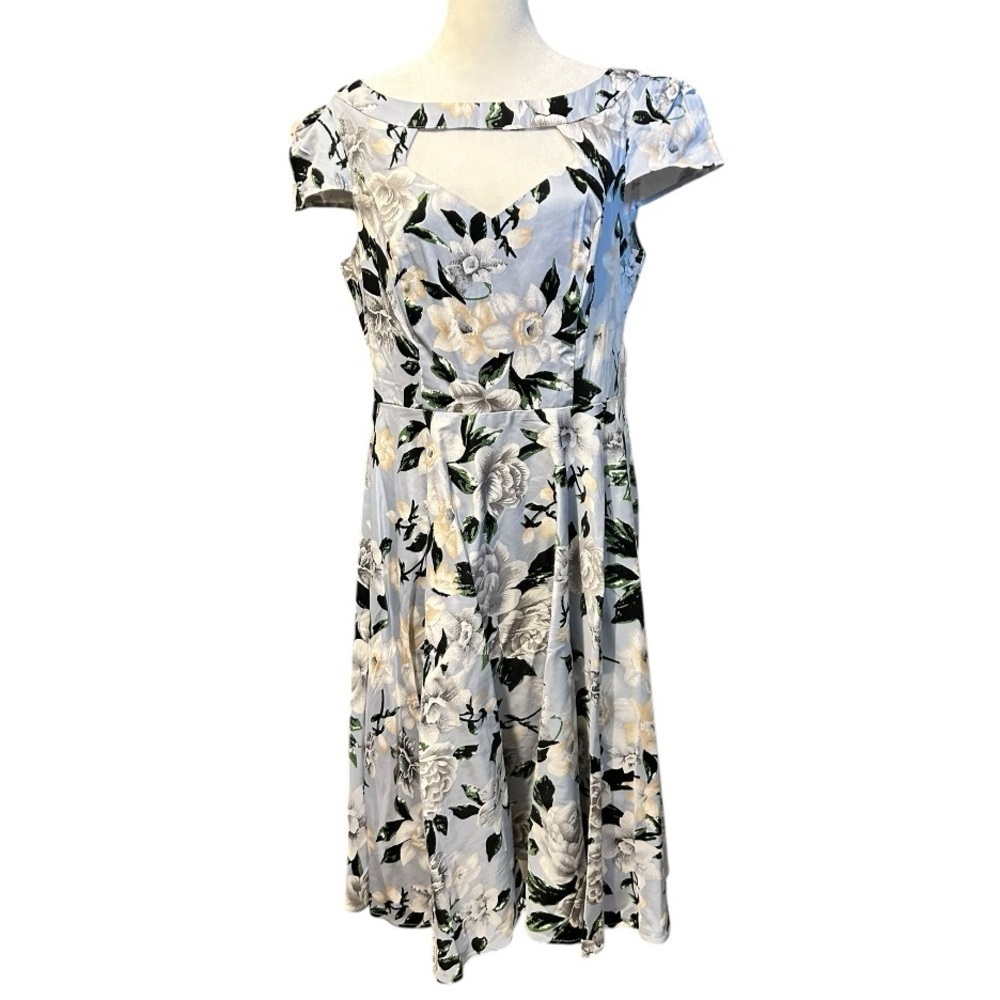 BELLE POGUE Retro Full Skirt Floral Dress Cut Out Neckline New withTags Size XL